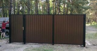Купить распашные ворота из профнастила Климовск, цена от 2730 руб.